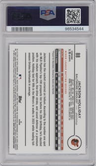 Jackson Holliday from the 2024 Topps Chrome set graded by PSA and given an overall grade of 10.