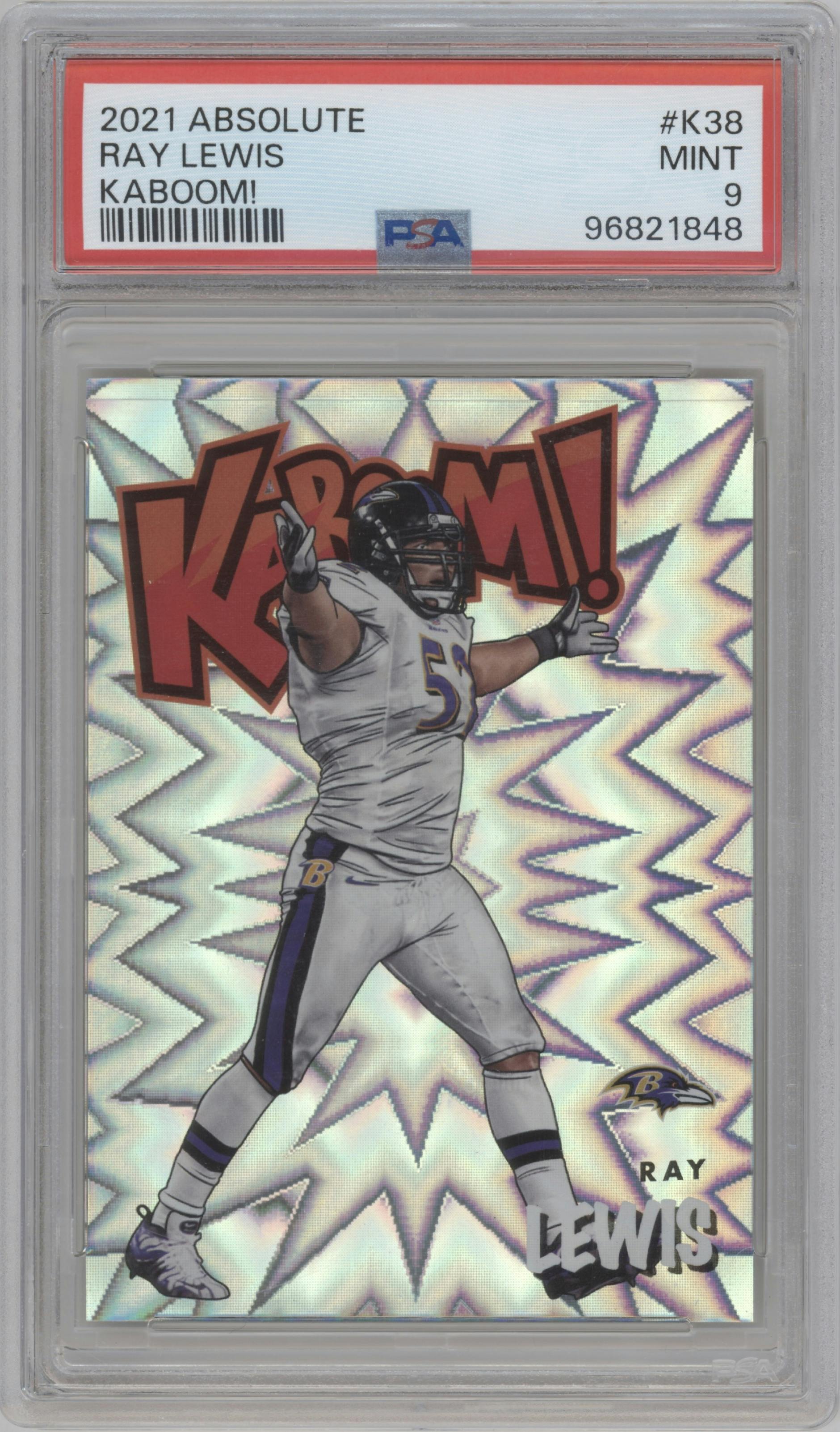 Ray Lewis from the 2021 Panini Absolute set graded by PSA and given an overall grade of 9.