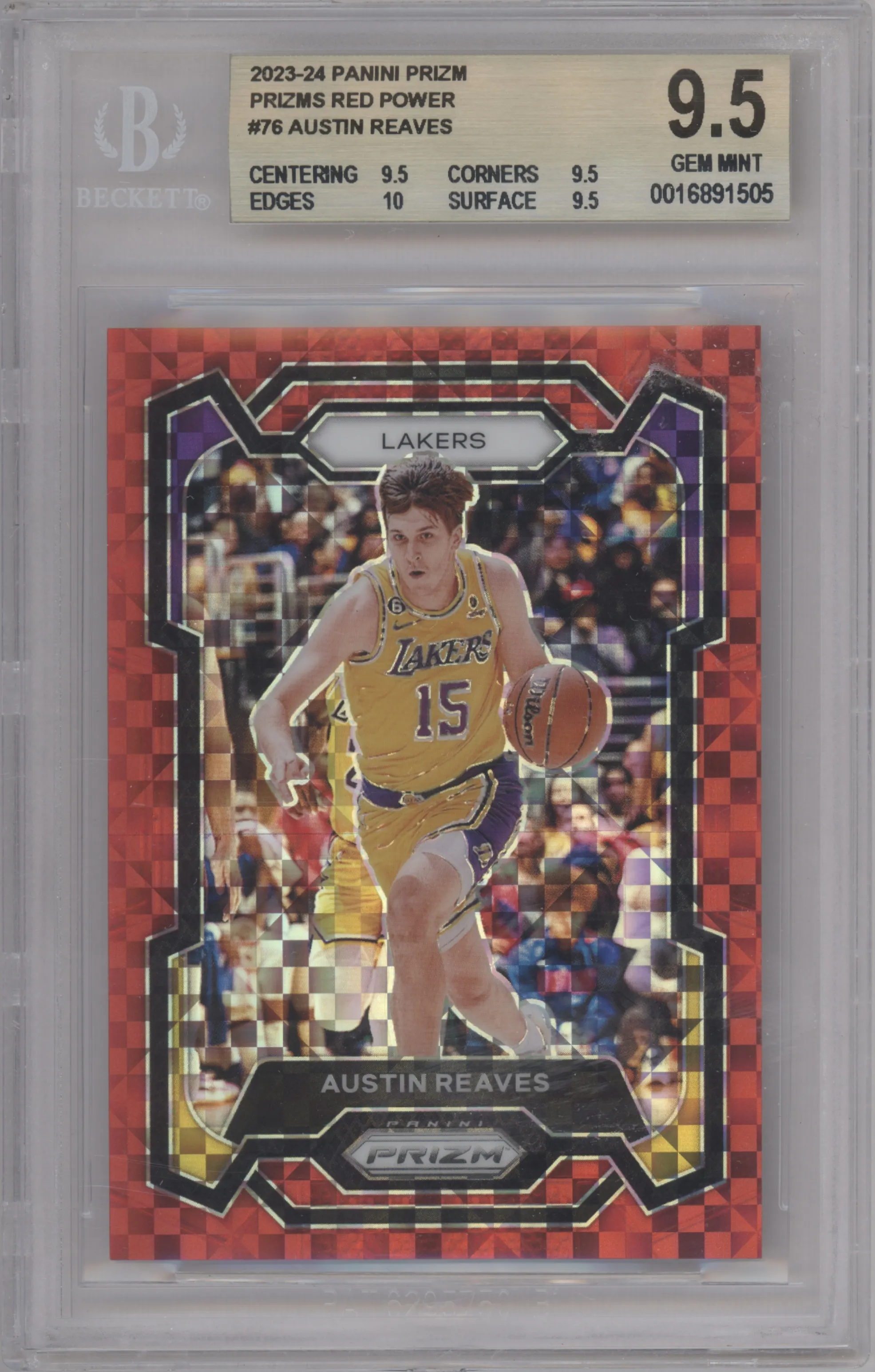 2023 Panini Prizm Austin Reaves Red Power Prizm BGS 9.5