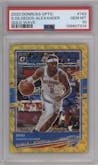 Shai Gilgeous-Alexander from the 2020-21 Panini Donruss Optic set featuring a Gold Wave parallel graded by PSA and given an overall grade of 10.