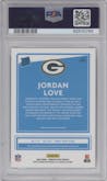Jordan Love from the 2020 Panini Donruss Optic set graded by PSA and given an overall grade of 9.