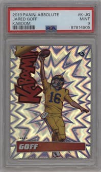 Jared Goff from the 2019 Panini Absolute set graded by PSA and given an overall grade of 9.