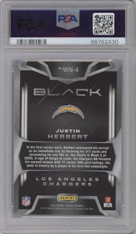Justin Herbert from the 2022 Panini Black set graded by PSA and given an overall grade of 9.