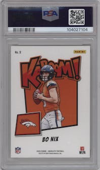 Bo Nix from the 2024 Panini Absolute set graded by PSA and given an overall grade of 9.