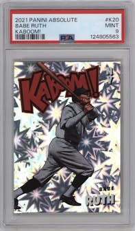 Babe Ruth from the 2021 Panini Absolute set graded by PSA and given an overall grade of 9.