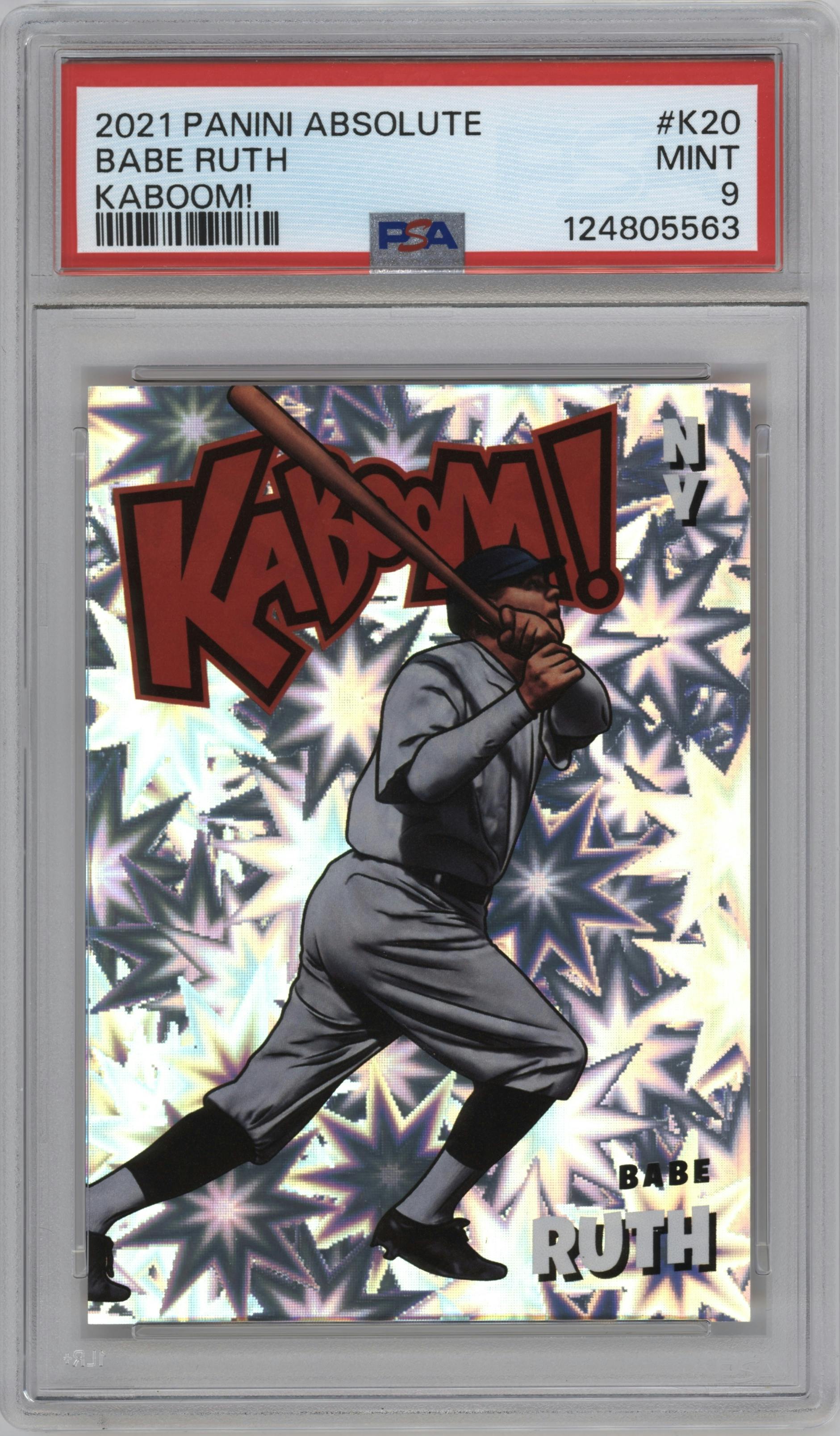 Babe Ruth from the 2021 Panini Absolute set graded by PSA and given an overall grade of 9.