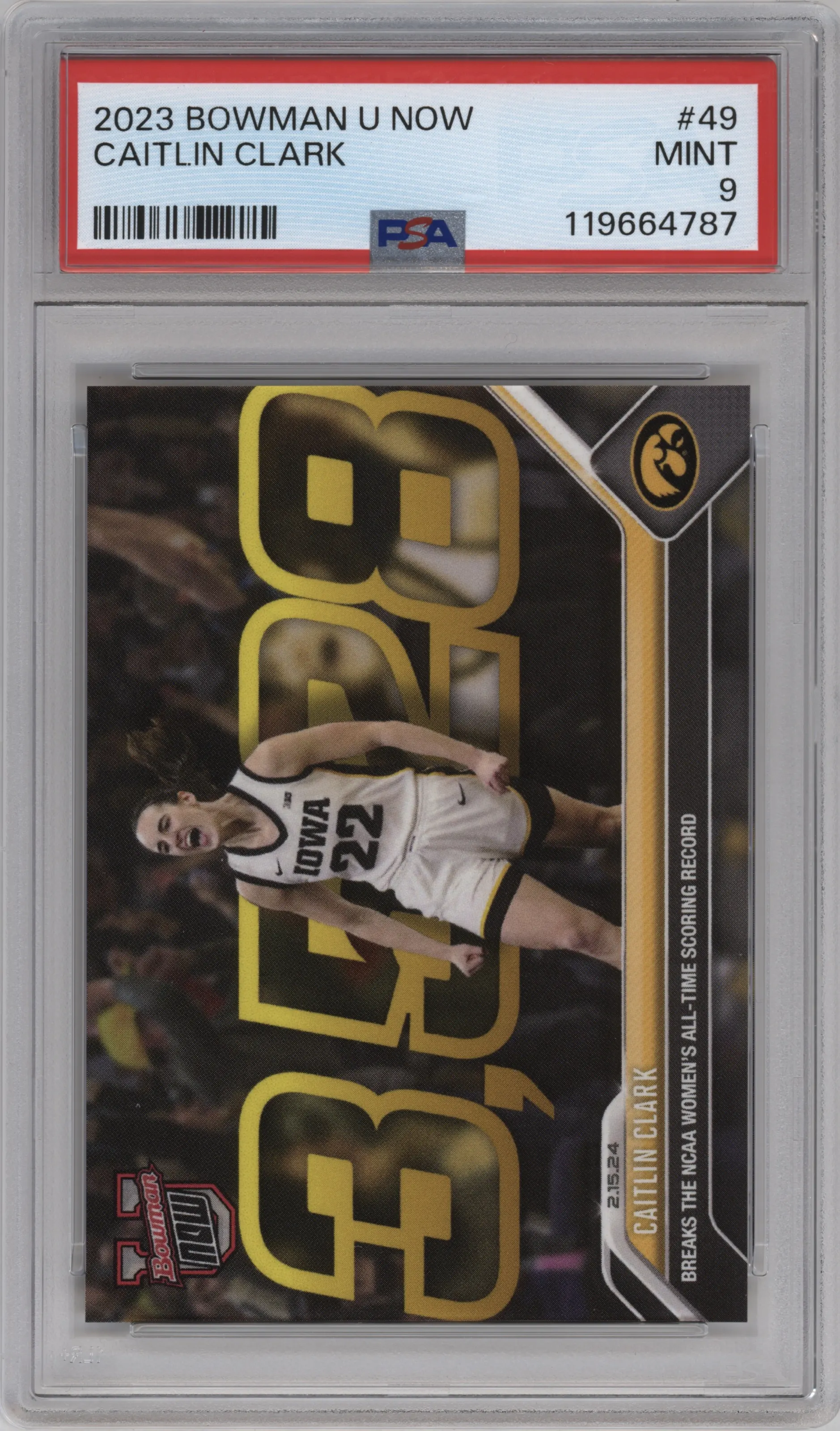 2023 Bowman U Now Caitlin Clark #49 PSA 9