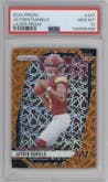 Jayden Daniels from the 2024 Panini Prizm set featuring a Lazer Prizm parallel graded by PSA and given an overall grade of 10.