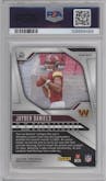 Jayden Daniels from the 2024 Panini Prizm set featuring a Lazer Prizm parallel graded by PSA and given an overall grade of 10.