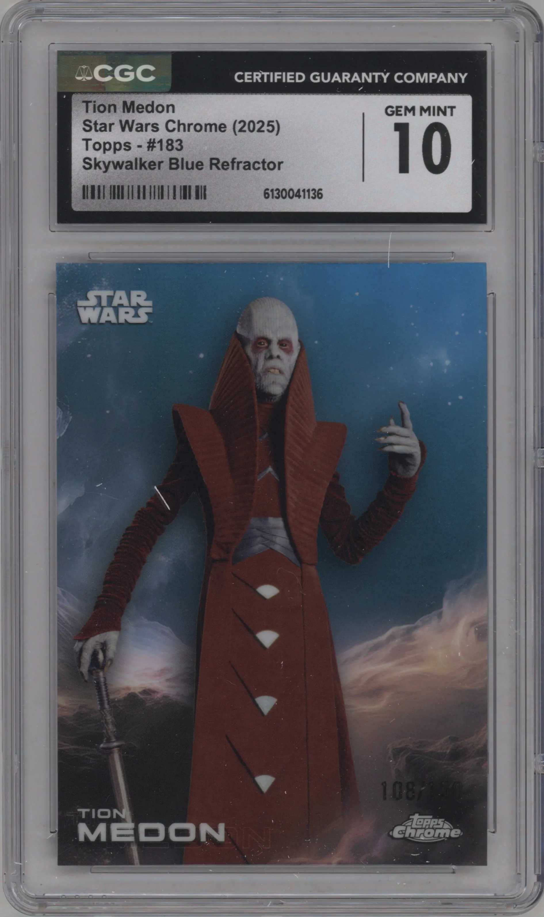 2025 Topps Chrome Star Wars Tion Medon Skywalker Blue CGC 10