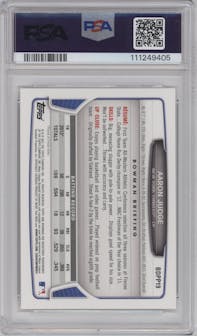 Aaron Judge from the 2013 Bowman Draft Picks & Prospects set graded by PSA and given an overall grade of 10.