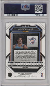 Jalen Williams from the 2022-23 Panini Prizm  set featuring a Hyper parallel graded by PSA and given an overall grade of 10.
