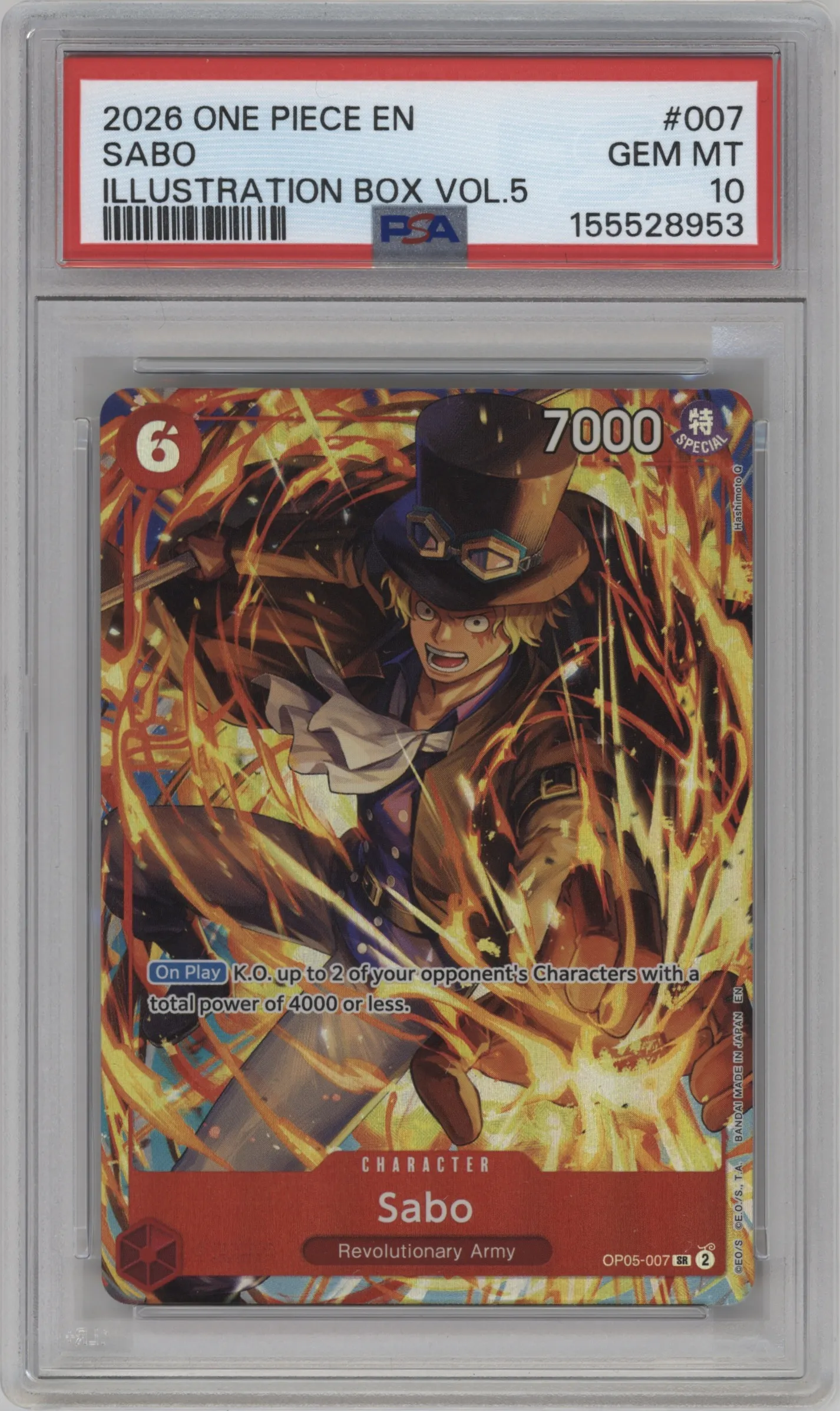 2026 One Piece Illustration Box Vol.6 Sabo PSA 10