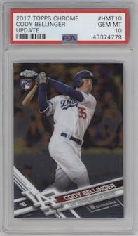 Cody Bellinger from the 2017 Topps Chrome Update Series set graded by PSA and given an overall grade of 10.