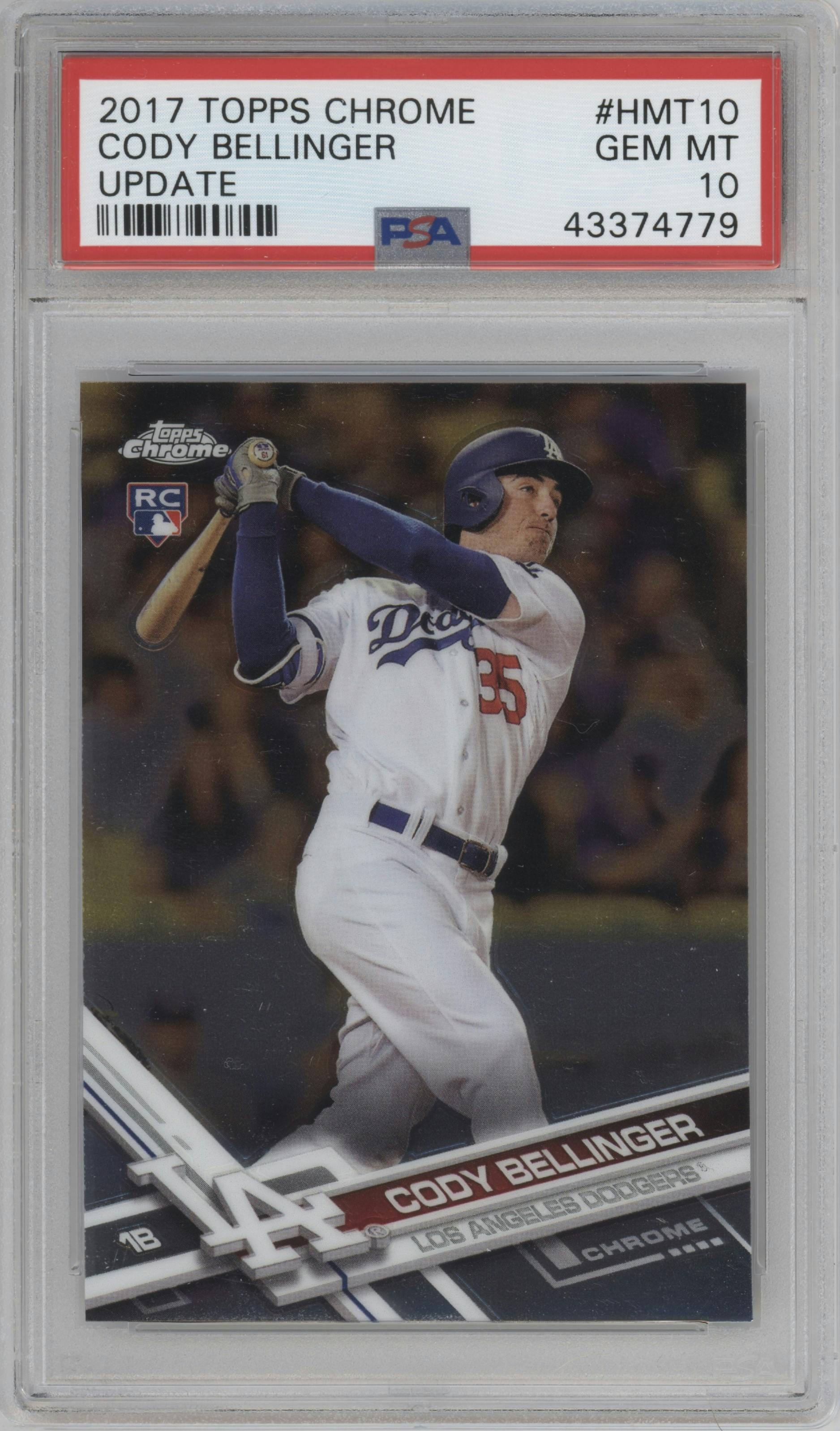 Cody Bellinger from the 2017 Topps Chrome Update Series set graded by PSA and given an overall grade of 10.
