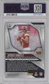 Jayden Daniels from the 2024 Panini Prizm set graded by PSA and given an overall grade of 10.