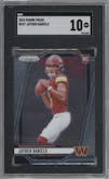 Jayden Daniels from the 2024 Panini Prizm set graded by SGC and given an overall grade of 10.
