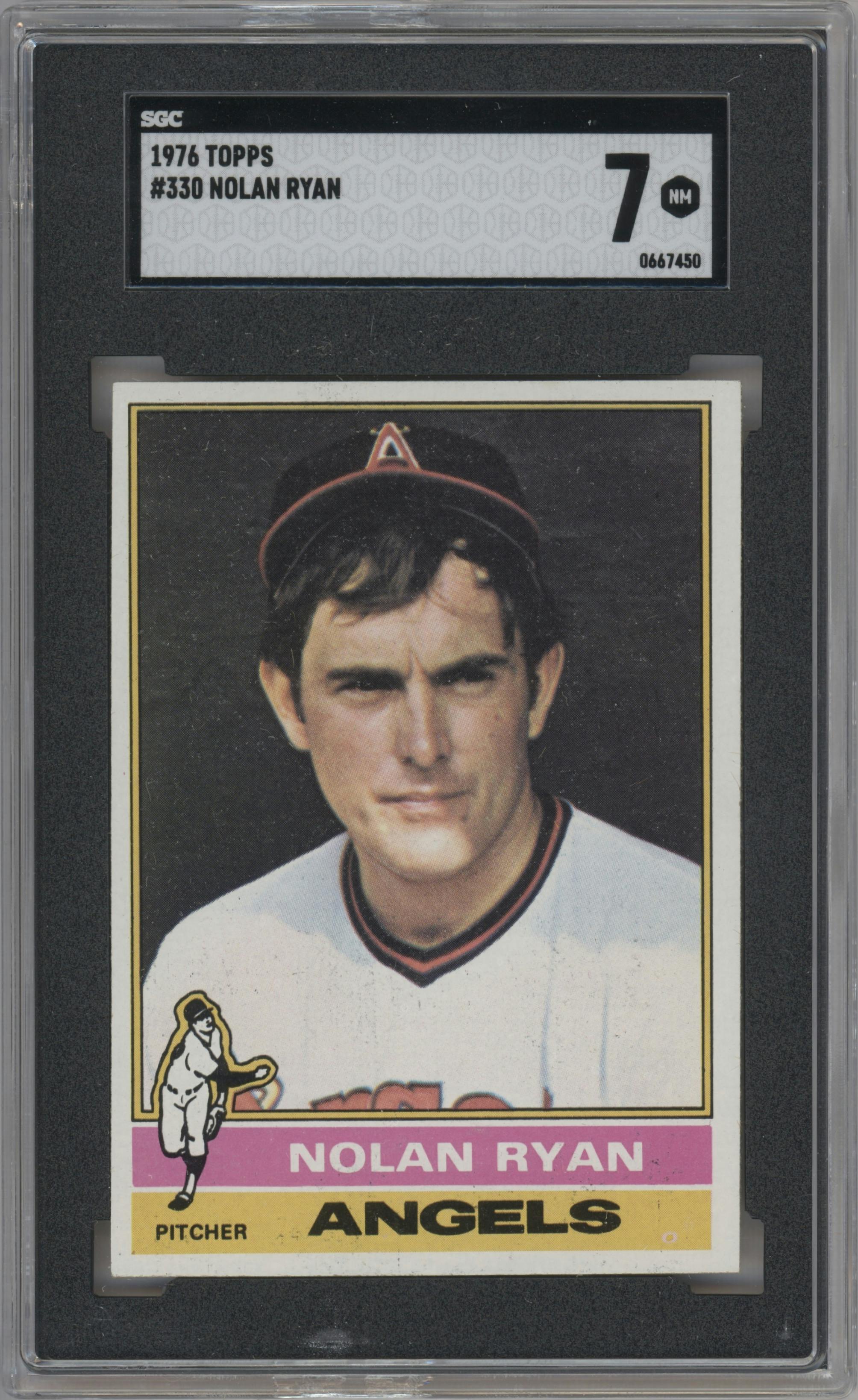 Nolan Ryan from the 1976 Topps set graded by SGC and given an overall grade of 7.