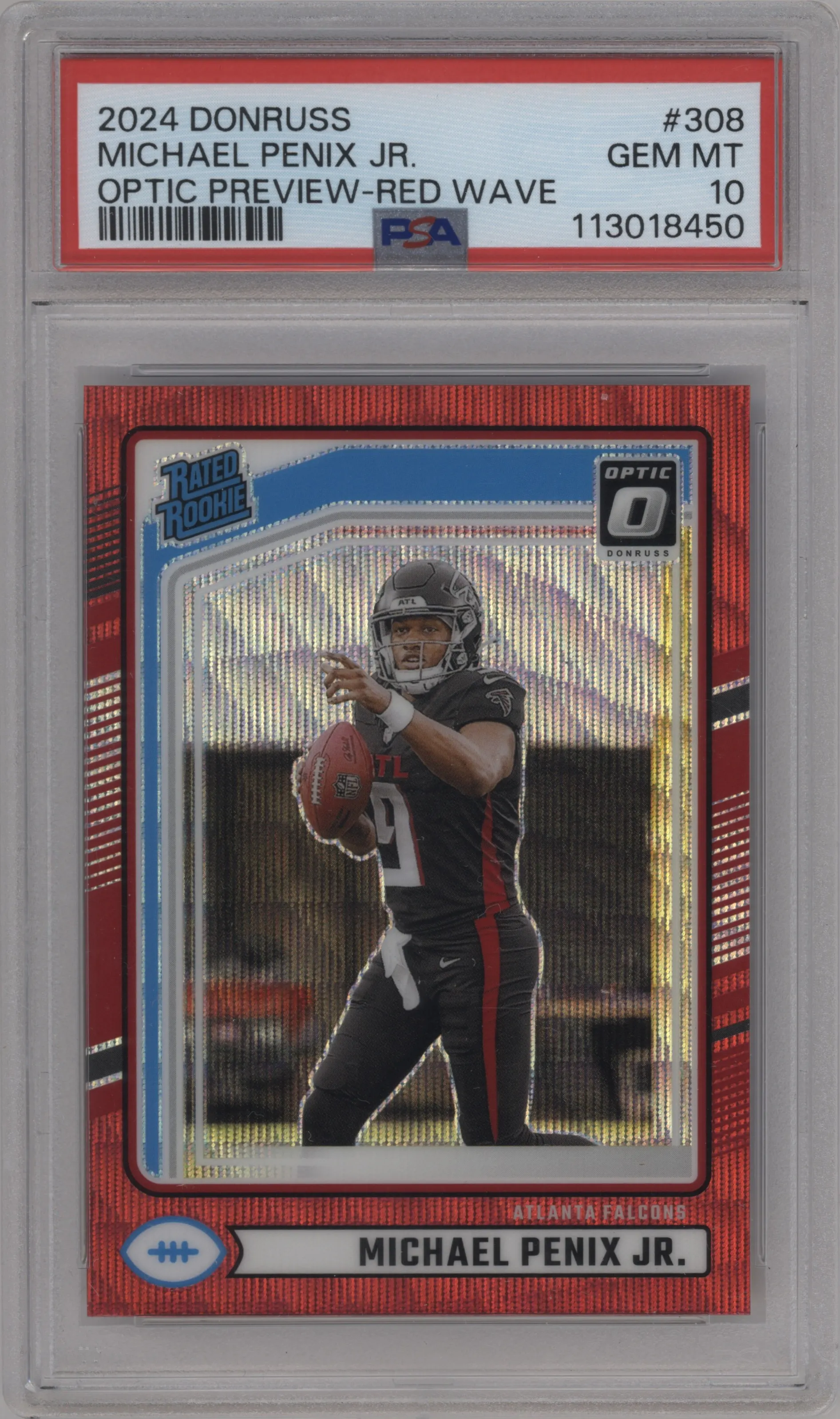2024 Donruss Opt.Rtd.Rke. Michael Penix Jr. Red Wave #308 PSA 10
