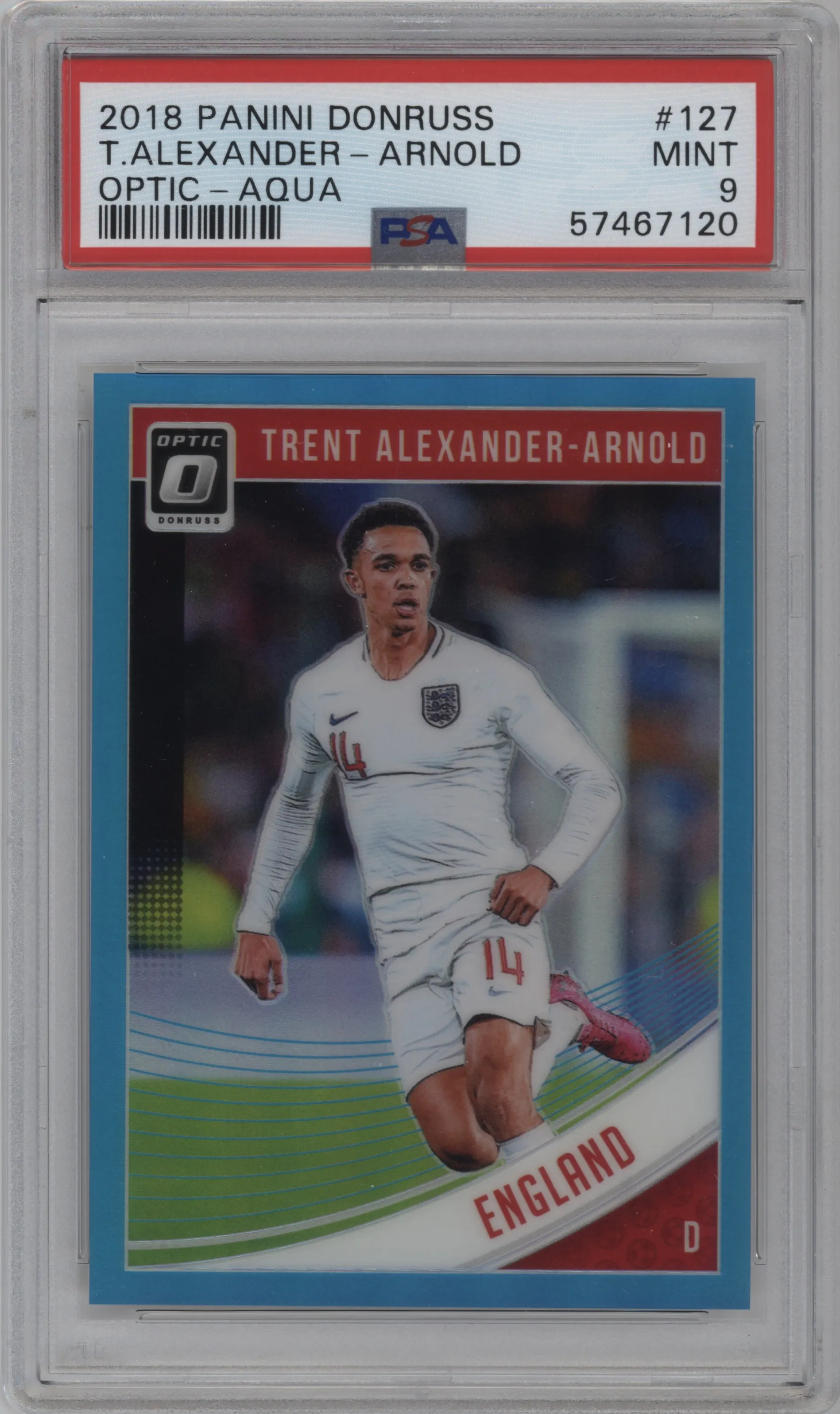 2018 Panini Donruss Optic Trent Alexander-Arnold Aqua #127 PSA 9