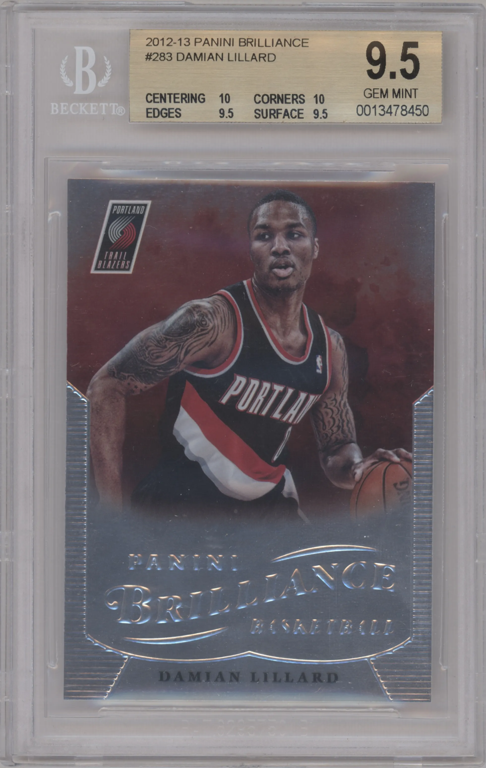 2012 Panini Brilliance Damian Lillard #283 BGS 9.5