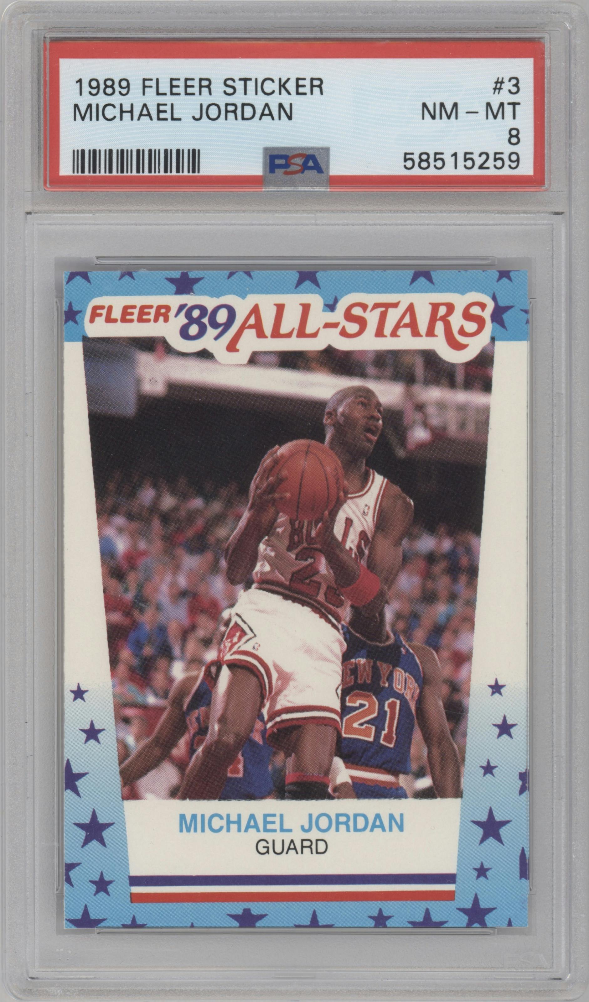 Michael Jordan  from the 1989-90 Fleer set graded by PSA and given an overall grade of 8.