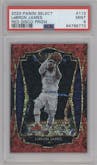 LeBron James from the 2020-21 Panini Select  set featuring a Disco Red parallel graded by PSA and given an overall grade of 9.