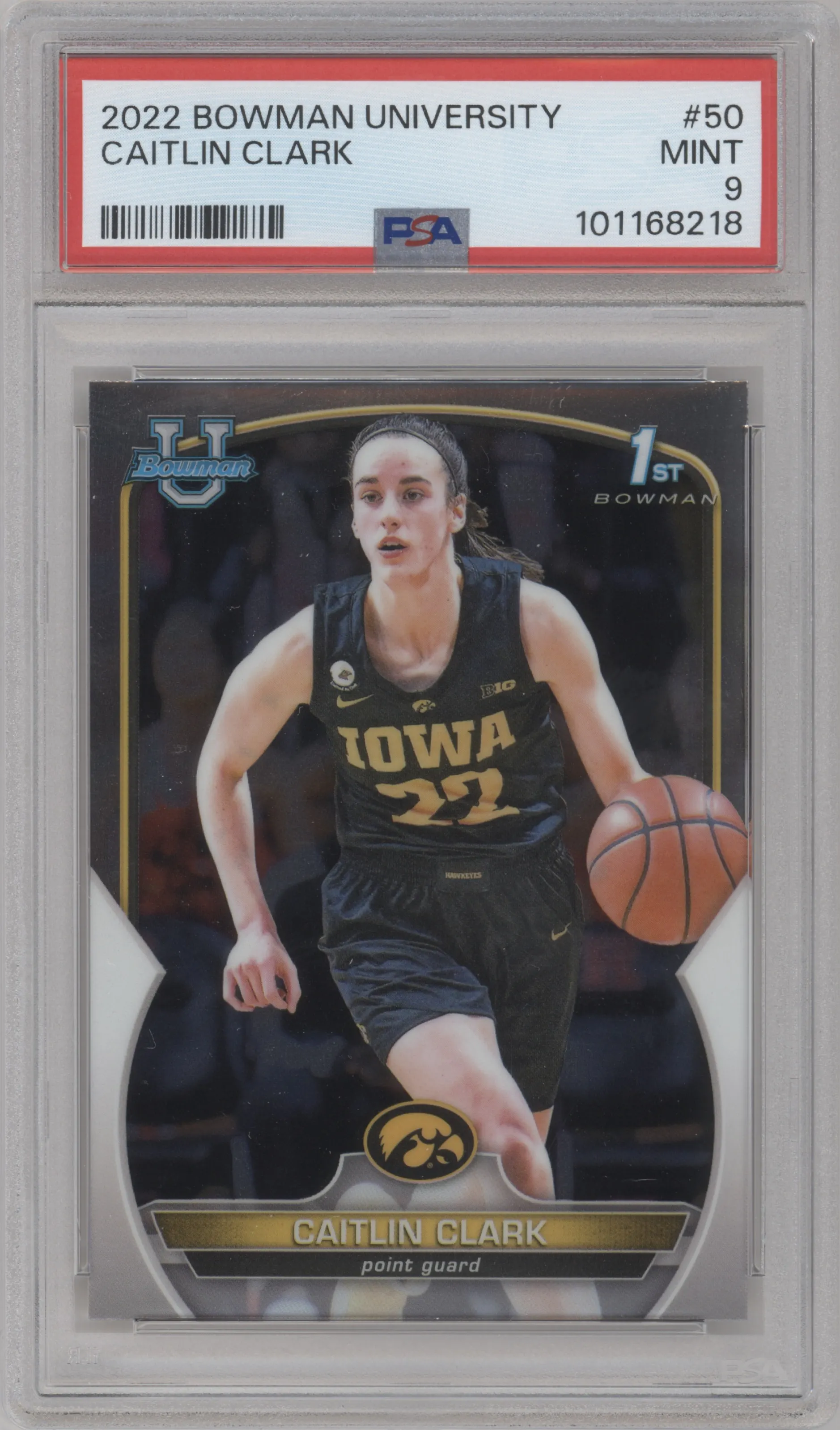 2022 Bowman University Chrome Caitlin Clark #50 PSA 9