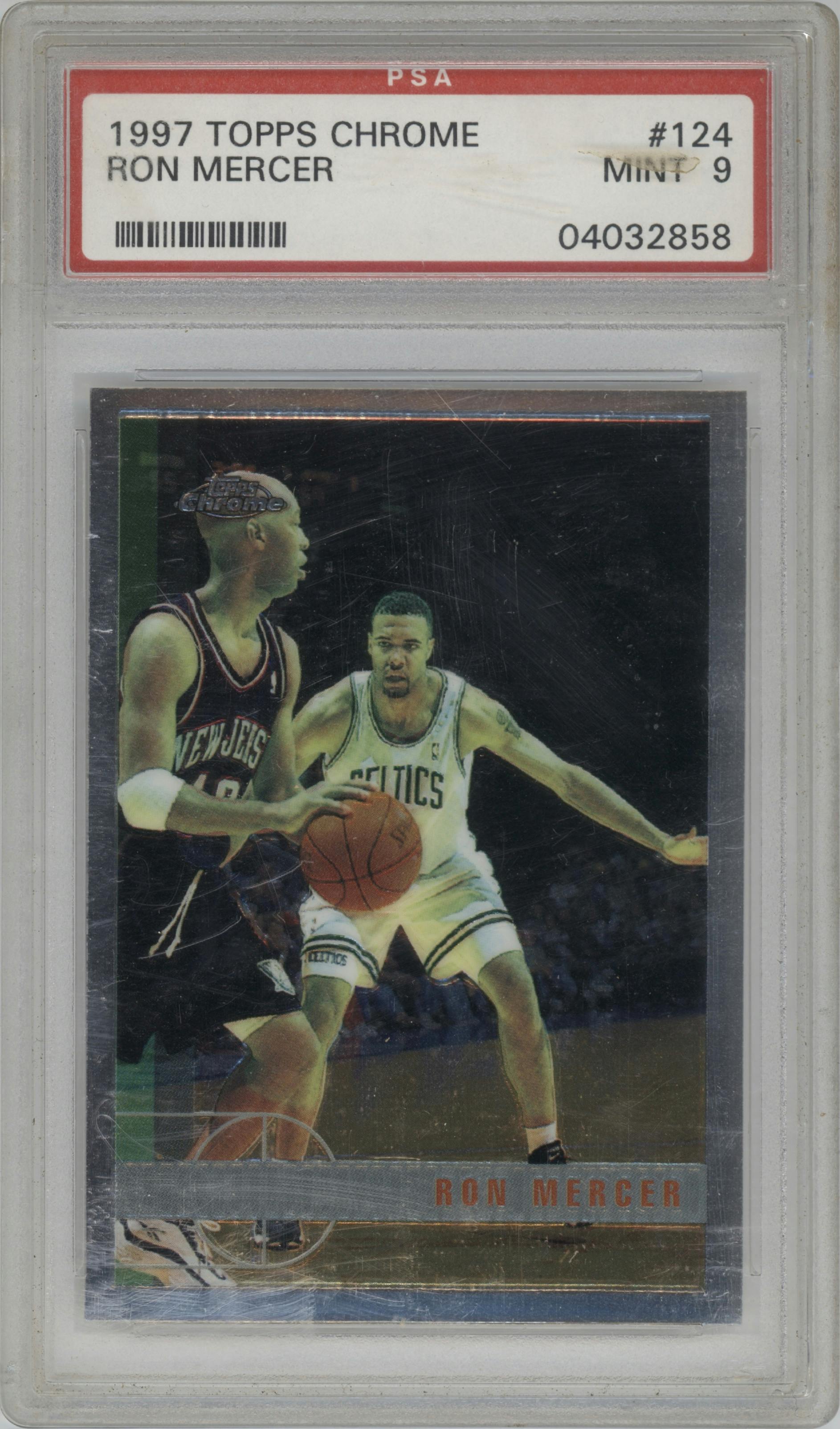 Ron Mercer from the 1997-98 Topps Chrome set graded by PSA and given an overall grade of 9.