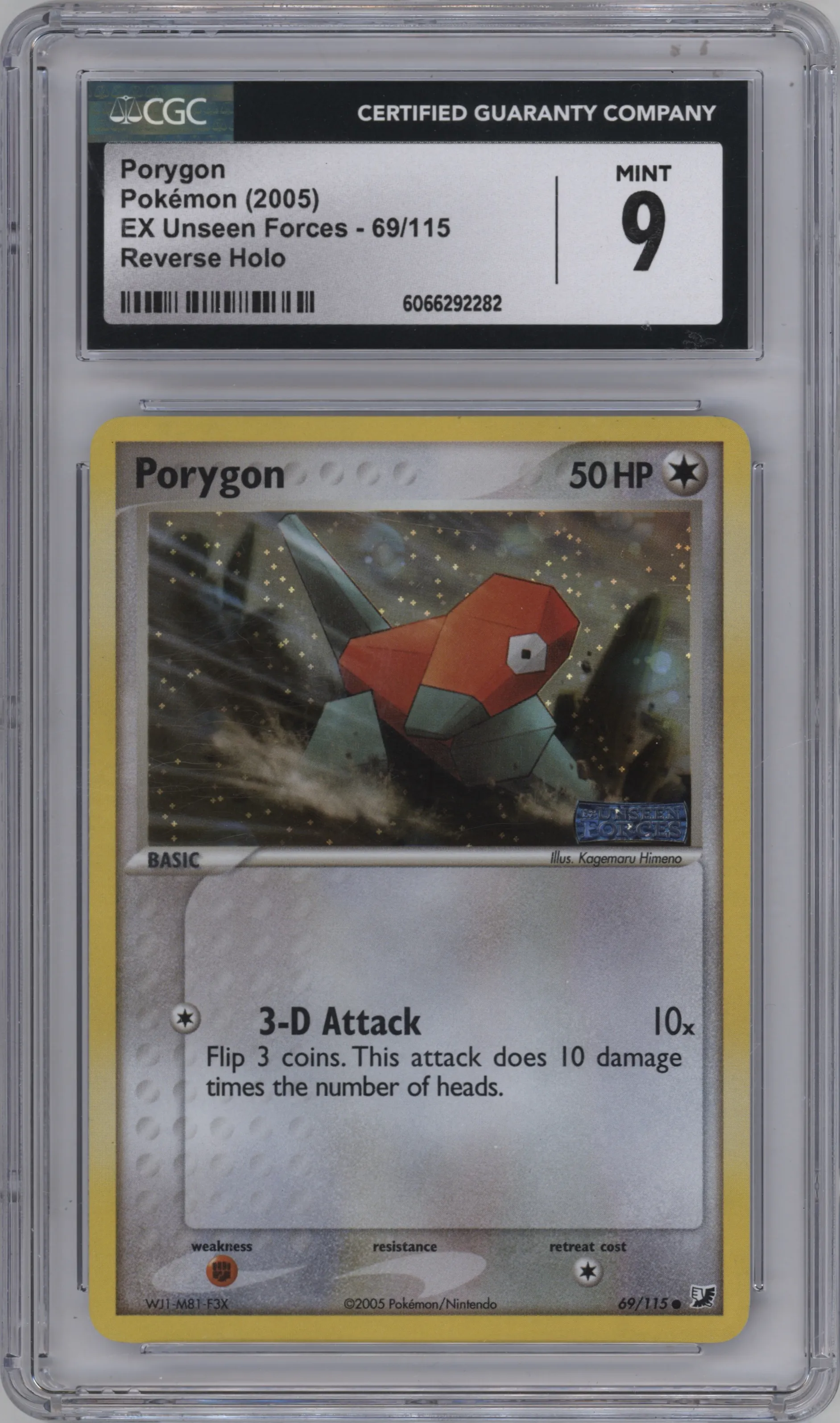 2005 Pokemon EX Unseen Forces Porygon #69 CGC 9