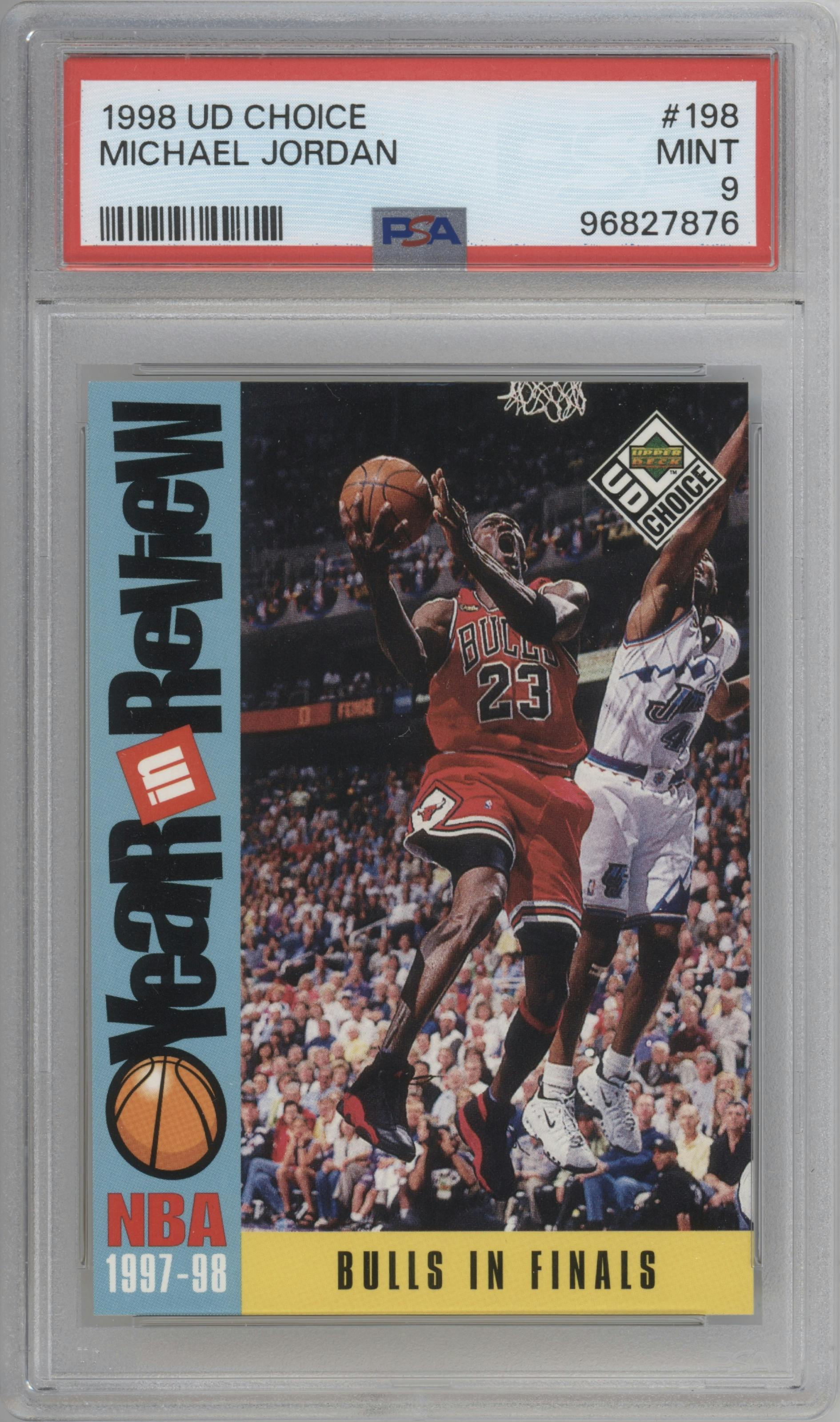  Michael Jordan from the 1998-99 Upper Deck Choice set graded by PSA and given an overall grade of 9.