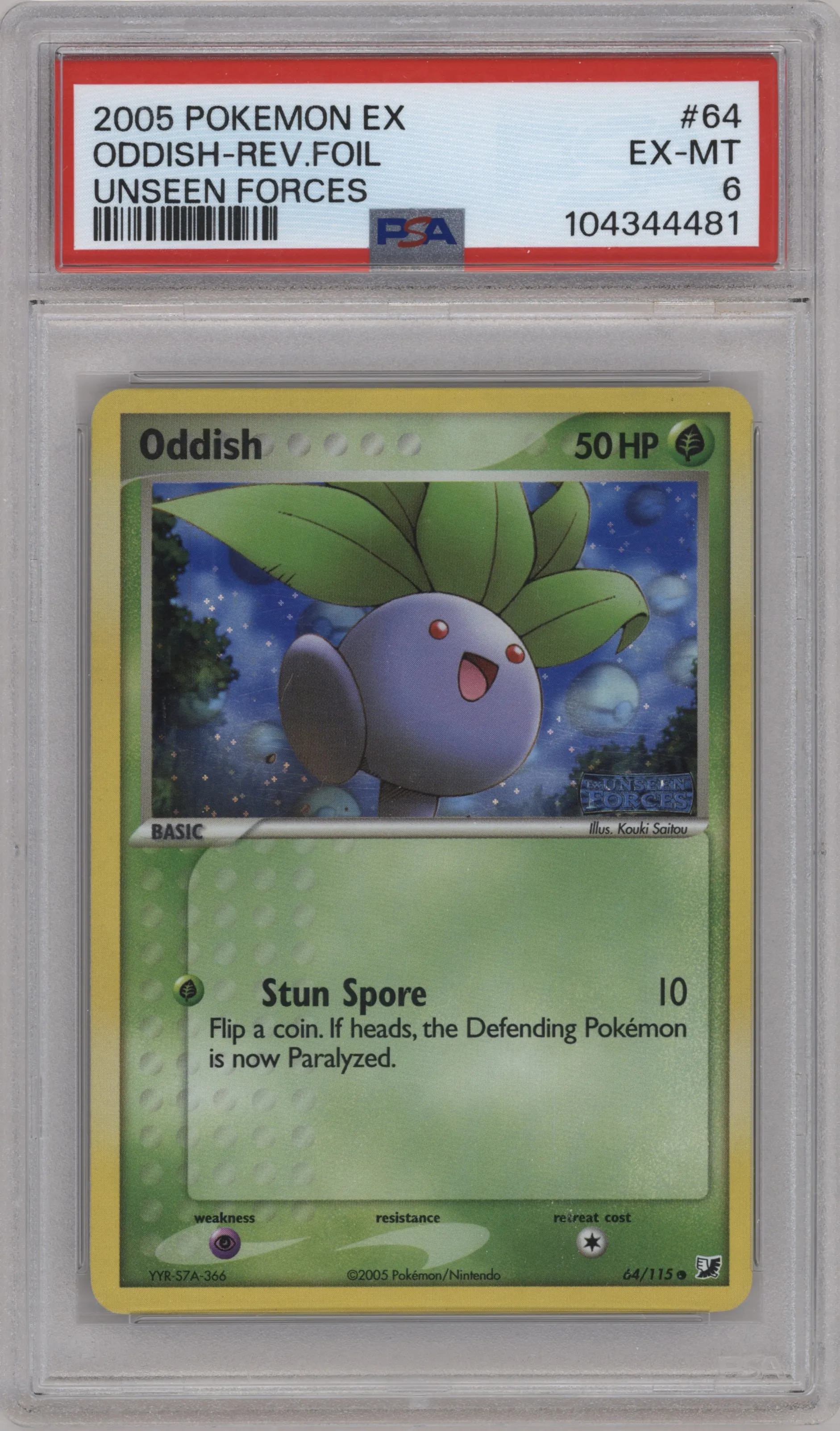 2005 Pokemon EX Unseen Forces Oddish #64 PSA 6