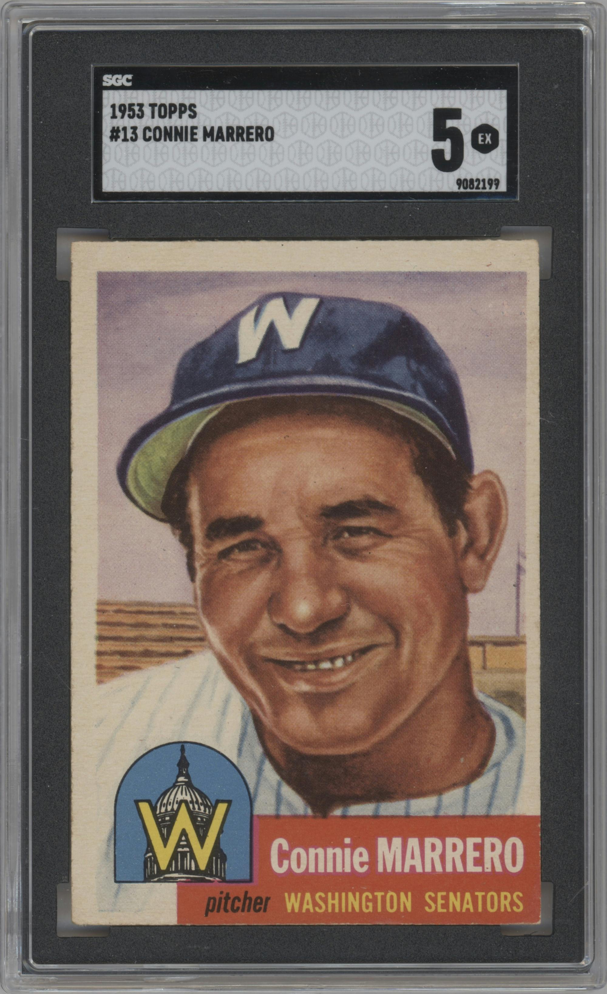 Connie Marrero from the 1953 Topps set graded by SGC and given an overall grade of 5.