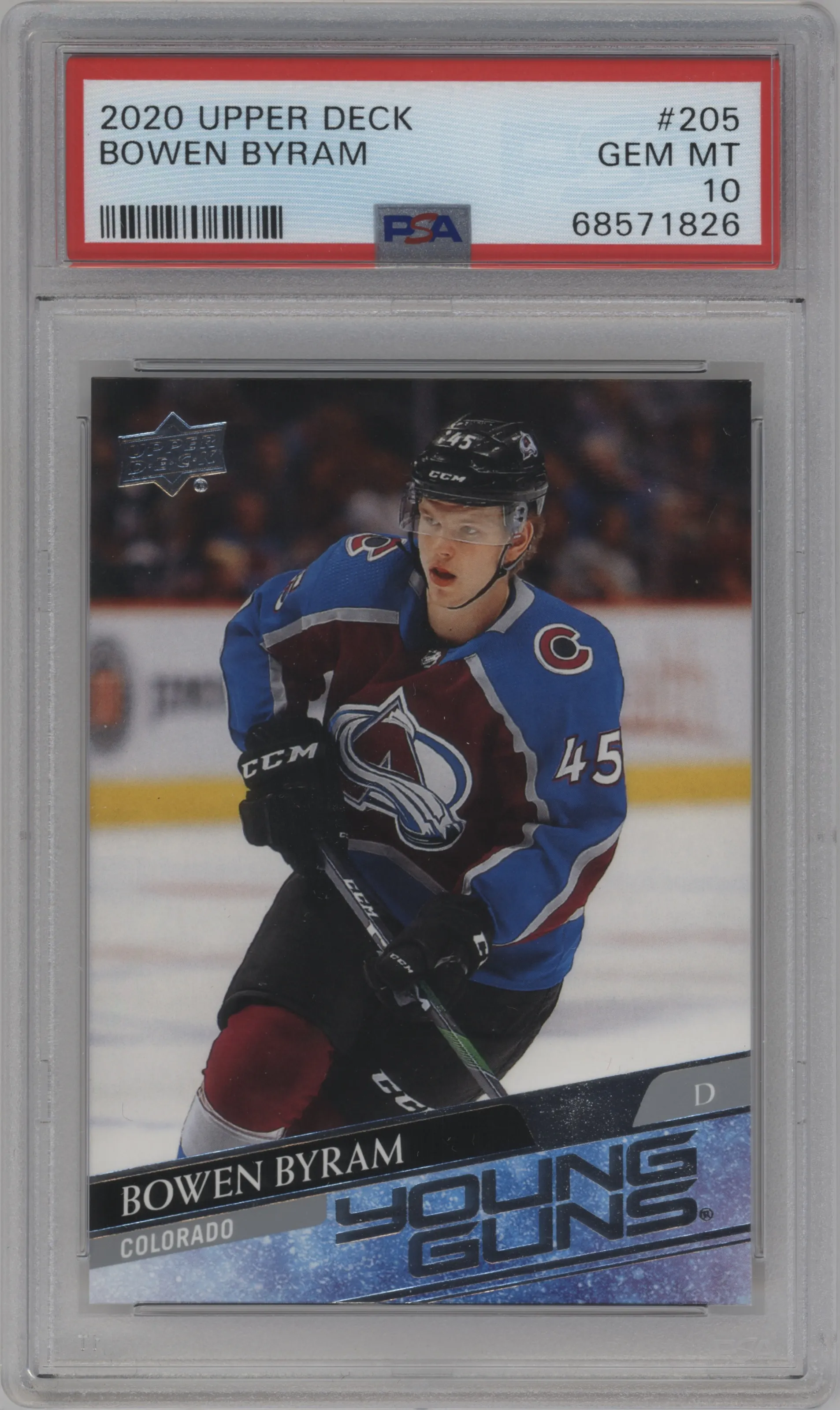 2020 Upper Deck Series 1 Young Guns Bowen Byram #205 PSA 10