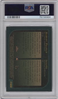 Ichiro Suzuki/Albert Pujols from the 2001 Topps Traded  set featuring a Retrofractor parallel graded by PSA and given an overall grade of 9.