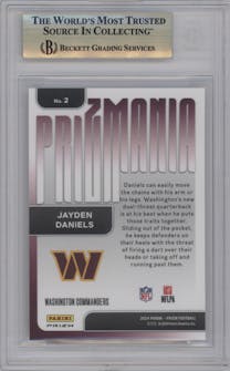 Jayden Daniels from the 2024 Panini Prizm set graded by Beckett and given an overall grade of 9.5.