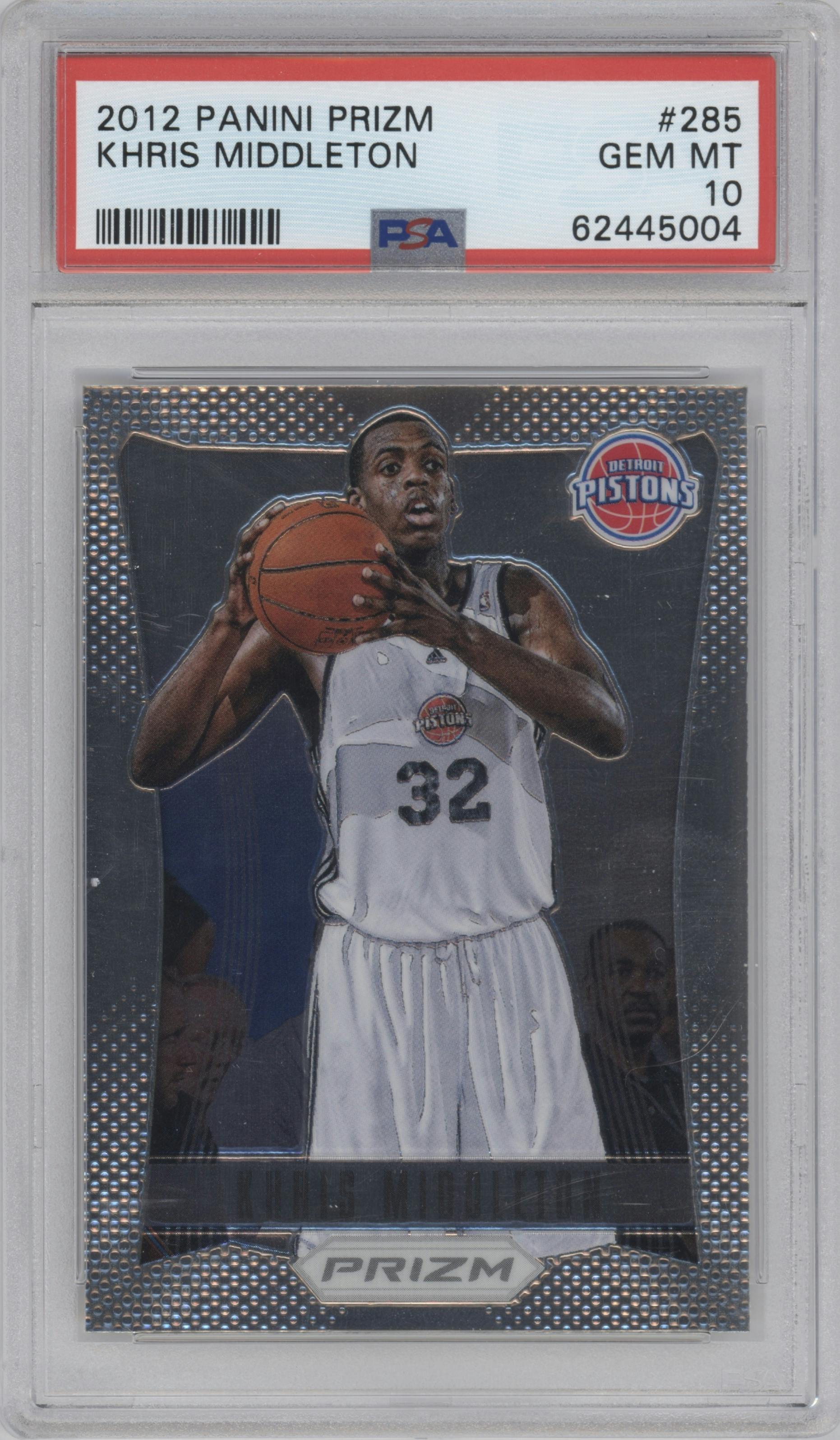 Khris Middleton from the 2012-13 Panini Prizm set graded by PSA and given an overall grade of 10.