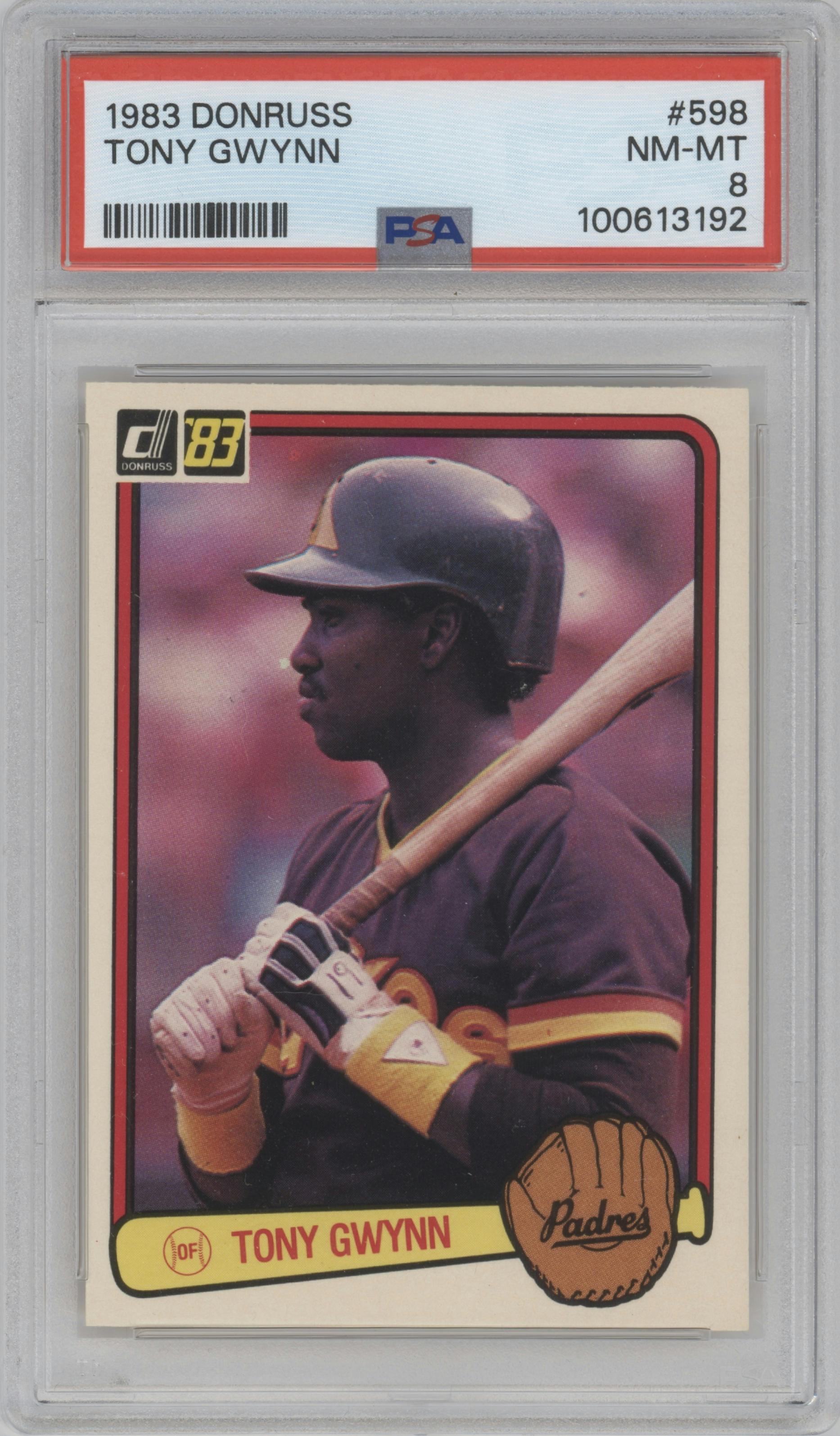 Tony Gwynn from the 1983 Donruss set graded by PSA and given an overall grade of 8.