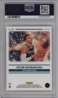 Victor Wembanyama from the 2024-25 Donruss Optic set graded by PSA and given an overall grade of 10.