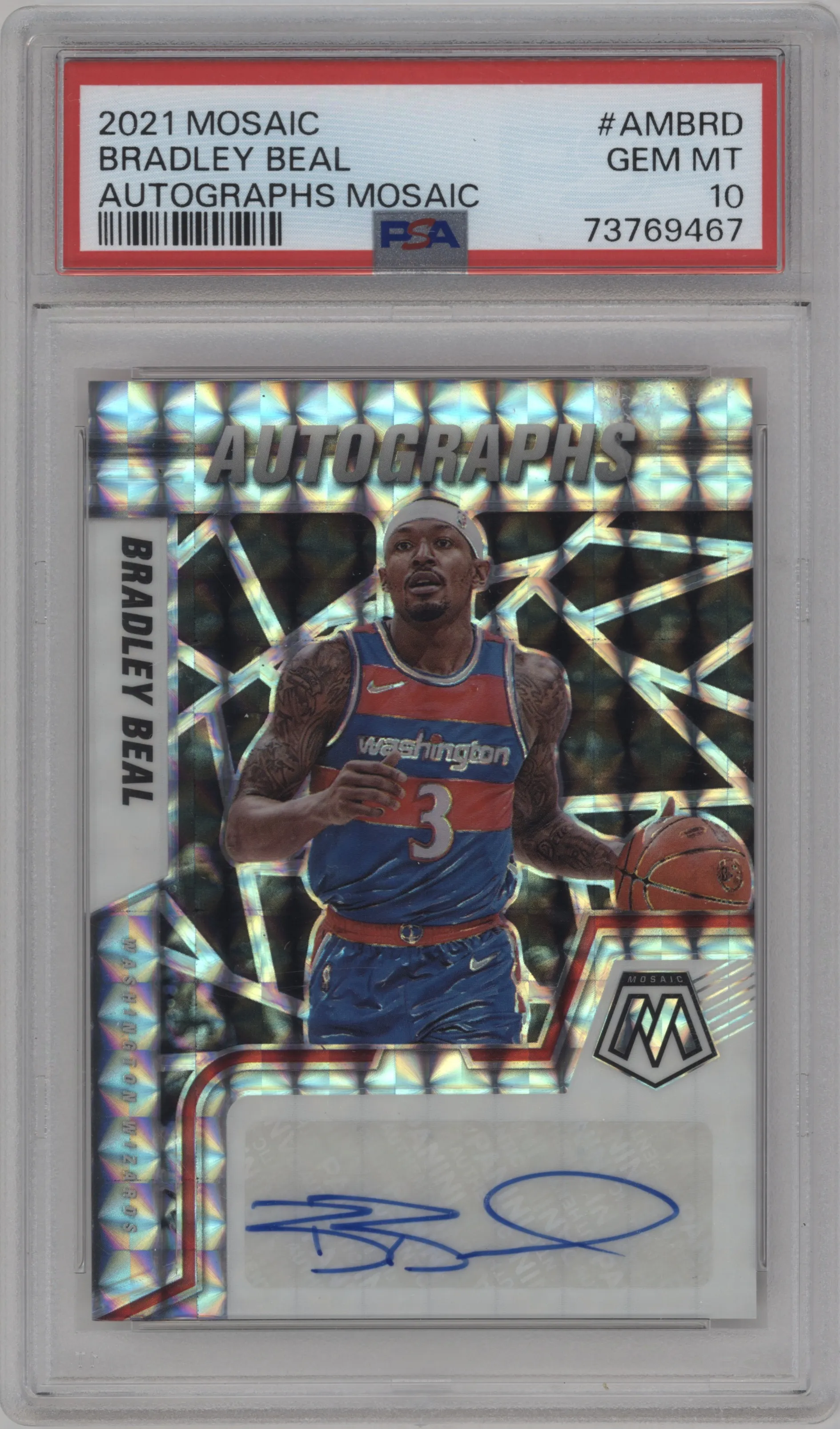 2021 Panini Mosaic Auto Bradley Beal PSA 10