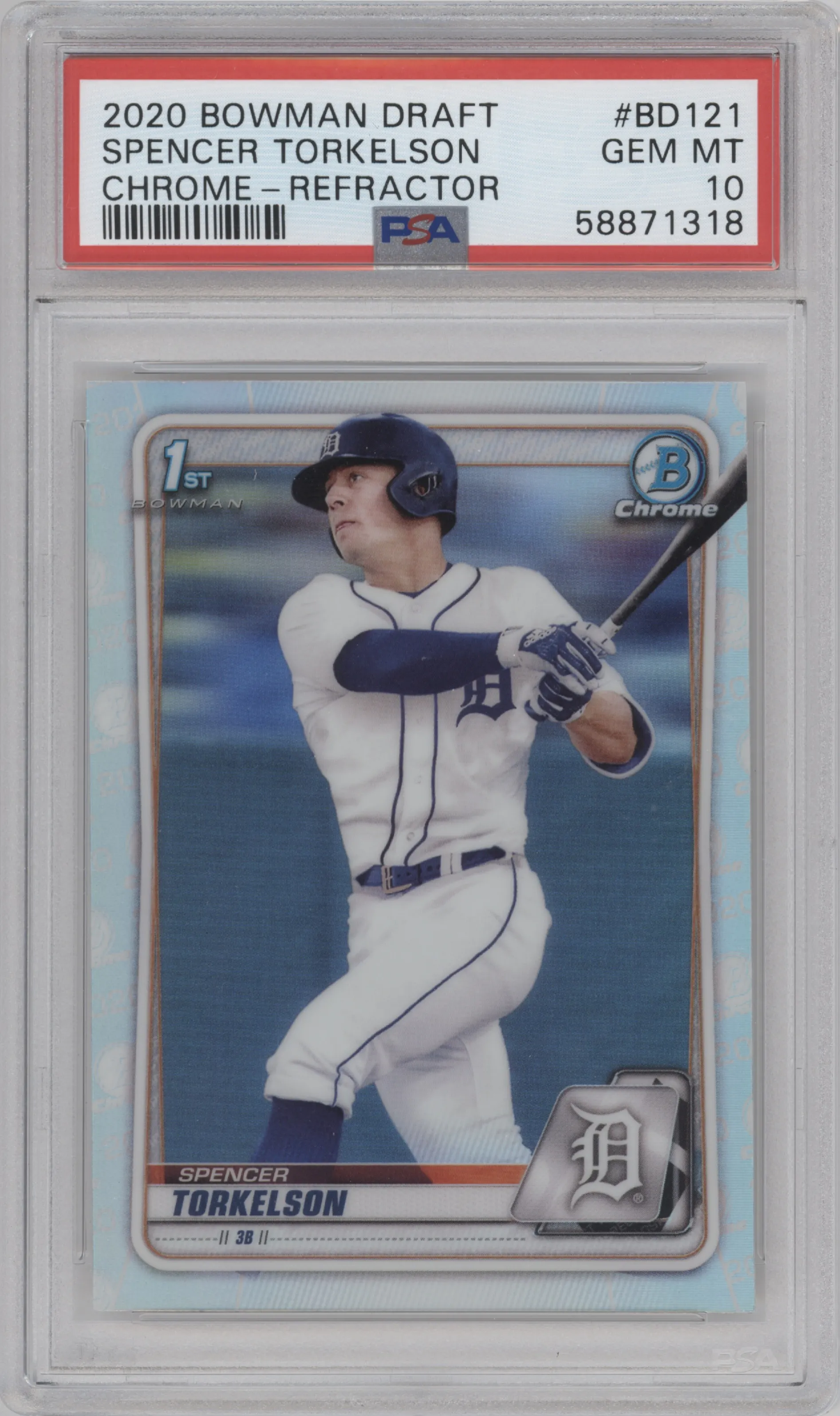 2020 Bowman Draft Chrome Spencer Torkelson Refractor PSA 10