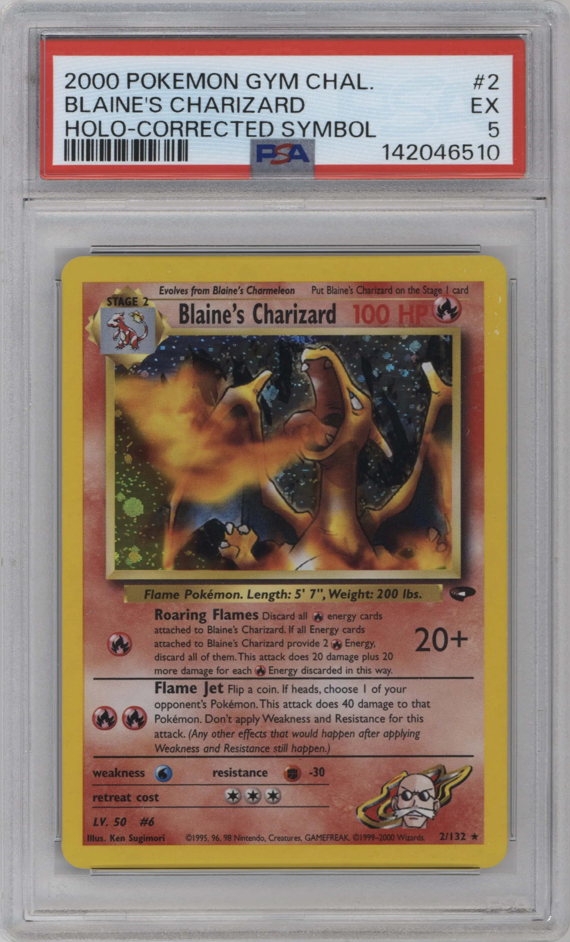 2000 Pokemon GH Gym Challenge Blaine's Charizard Corrected Symbol #2 PSA 5