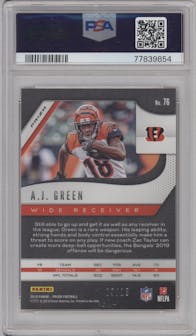A.J. Green from the 2019 Panini Prizm set featuring a Red Shimmer parallel graded by PSA and given an overall grade of 10.