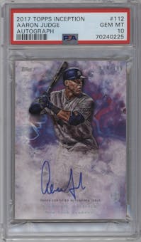 Aaron Judge from the 2017 Topps Inception set graded by PSA and given an overall grade of 10.