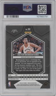 Victor Wembanyama from the 2023-24 Panini Mosaic set graded by PSA and given an overall grade of 9.