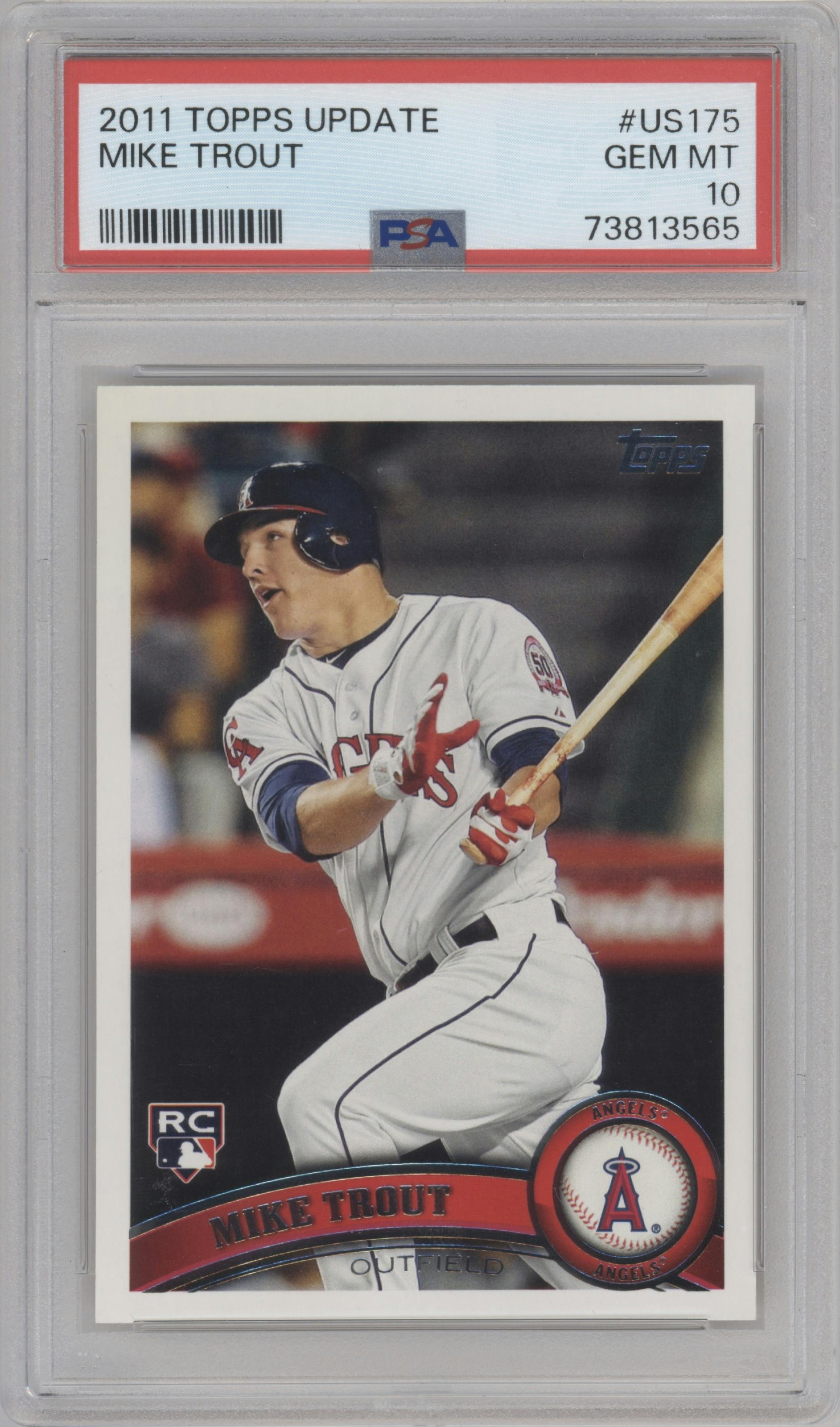 Mike Trout  from the 2011 Topps Update set graded by PSA and given an overall grade of 10.