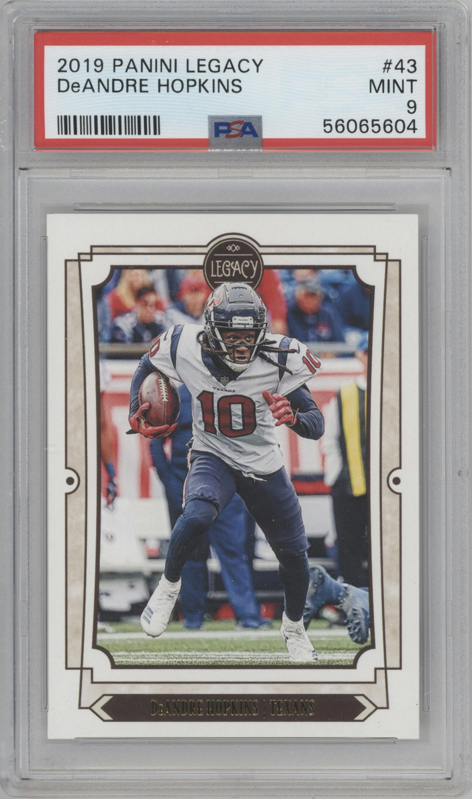 DeAndre Hopkins from the 2019 Panini Legacy set graded by PSA and given an overall grade of 9.