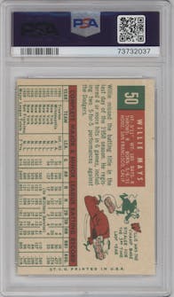 Willie Mays from the 1959 Topps set graded by PSA and given an overall grade of 3.