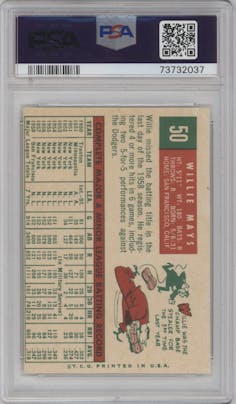Willie Mays from the 1959 Topps set graded by PSA and given an overall grade of 3.