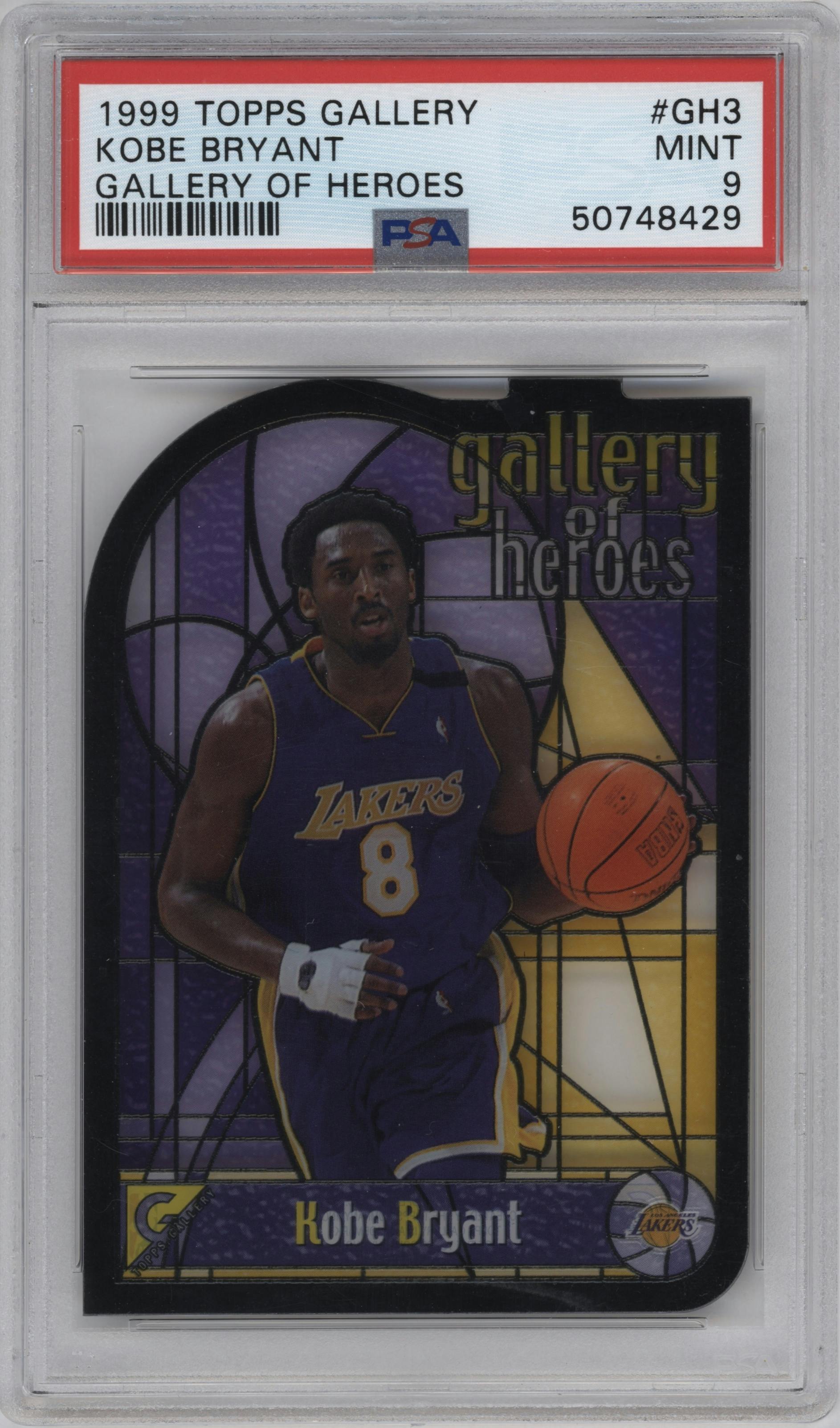 Kobe Bryant from the 1999-00 Topps Gallery set graded by PSA and given an overall grade of 9.